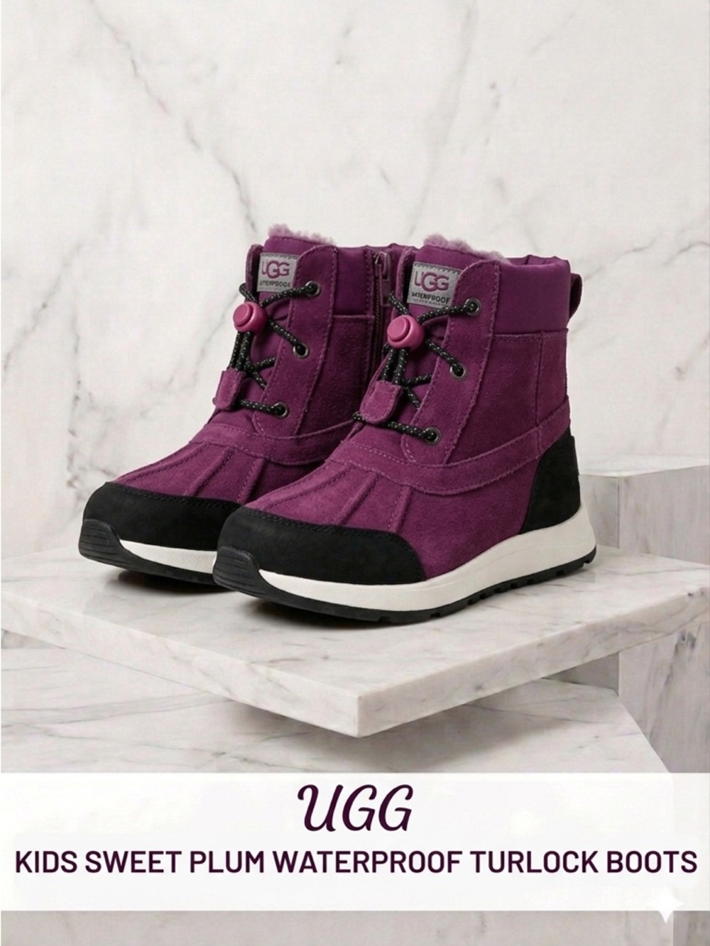 UGG Kids Purple and Black (Sweet Plum) Turlock Boots EUC!! Size 3 kids